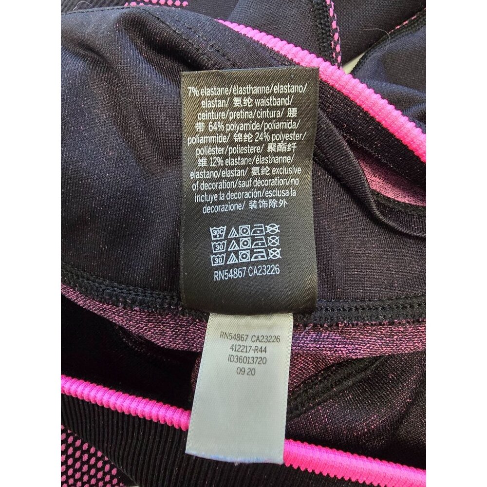 PINK Victoria's Secret Seamless Leggings Black & Pink Logo Medium High Waist M - Picture 5 of 6